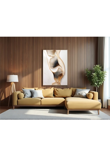 Metal Çerçeveli Gerçek Camlı Tablo, Dijital Baskı, Ginkgo Biloba Temalı, Salon, Ofis, Oturma Odası , Tablo