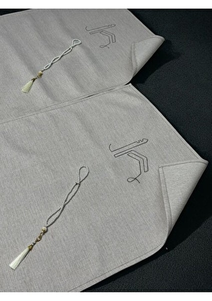 Çift Minimal Kabe Işlemeli Keten Seccade Namazlık Çeyizlik Hediyelik fiyatları