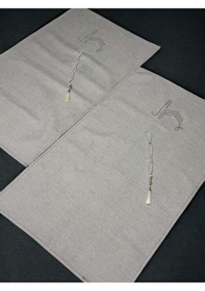 Çift Minimal Kabe Işlemeli Keten Seccade Namazlık Çeyizlik Hediyelik modelleri