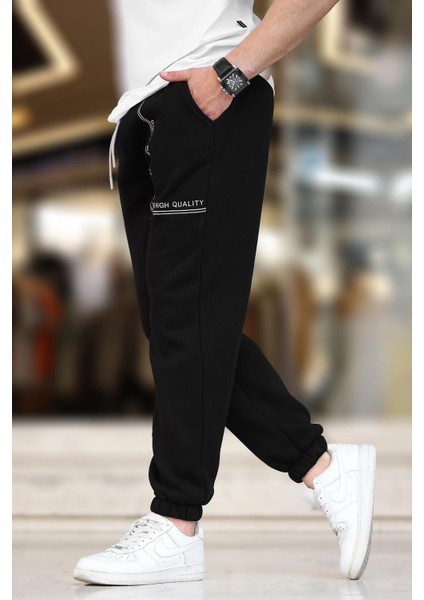 Siyah Erkek Paçası Lastikli Baskılı Eşofman Altı 6549 fiyatları