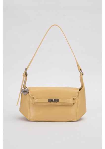 Sarı Kalp Aksesuar Detaylı Omuz Çantası