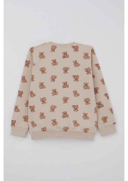 Erkek Bebek Eşofman Takımı Sevimli Ayıcık Desenli Pantolonu Düğme Aksesuarlı 9 Ay-3 Yaş, Bej fırsatları