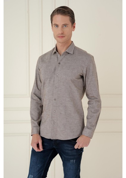 Slim Fit Dokulu %100 Pamuk Toprak Gömlek G 1584 fiyatları