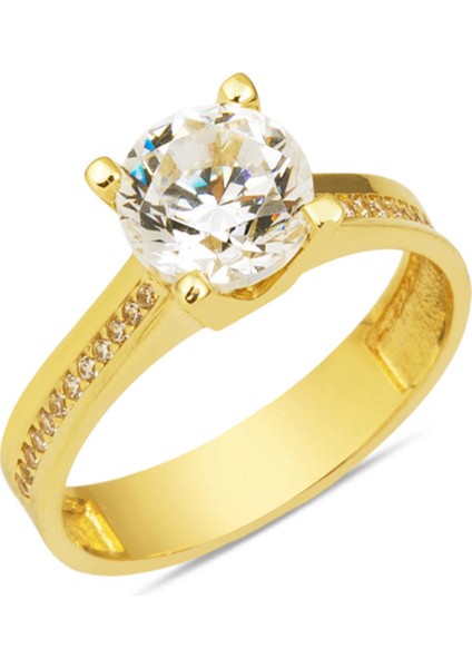 14 Ayar Tektaş Altın Yüzük