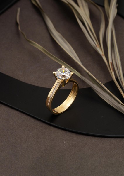 14 Ayar Tektaş Altın Yüzük modelleri