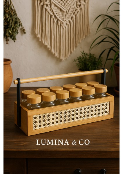 Sepetli 12’li Bambu Baharatlık Seti – 13 Parça Premium indirimleri