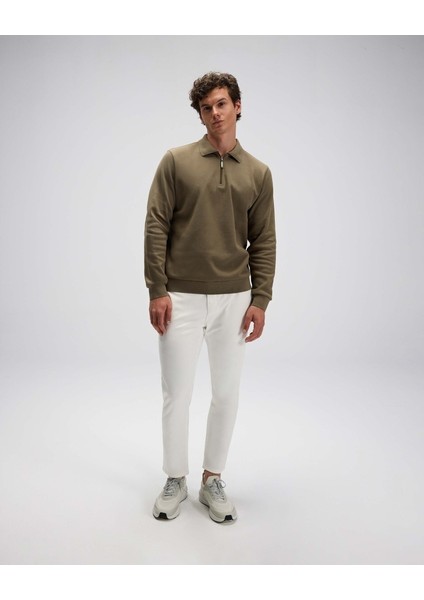 EM602-KH Erkek Haki Yarım Fermuarlı Polo Sweat modelleri