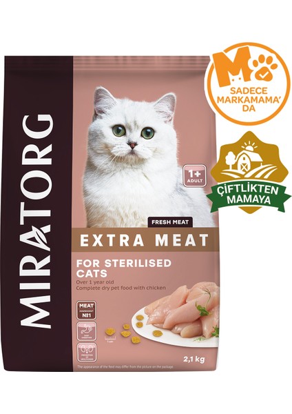 Extra Meat Sterilised Tavuk Etli Kısırlaştırılmış Kedi Maması 2,1 kg