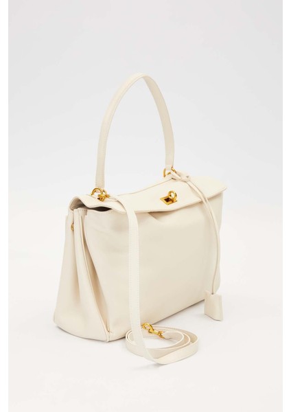 Krem Gold Kilit Detaylı El Çantası fiyatları