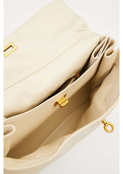 Krem Gold Kilit Detaylı El Çantası modelleri