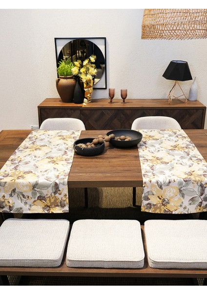 Jakarlı Dokuma Dekoratif Runner 45 x 140 cm Sarı Çiçekli fiyatları