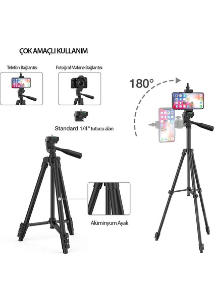 3120 Telefon ve Fotoğraf Makinesi Için Tripod Siyah fırsatları