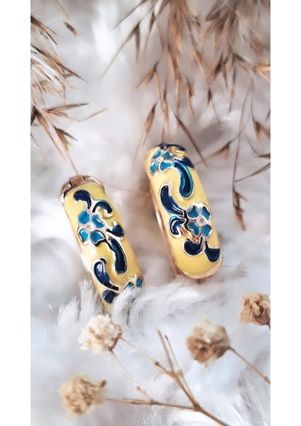 Renkli Saten Mineli Pirinç Kaplama Zamak Küpe