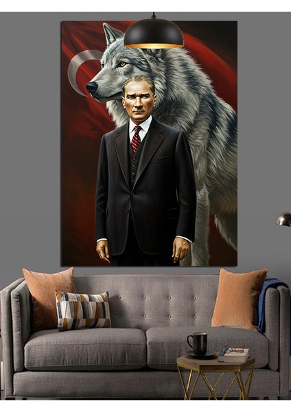 Kurt ve Mustafa Kemal Atatürk Dekoratif Kanvas - Mdf Ahşap Tablo fiyatları