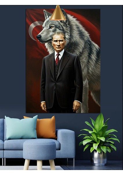 Kurt ve Mustafa Kemal Atatürk Dekoratif Kanvas - Mdf Ahşap Tablo modelleri