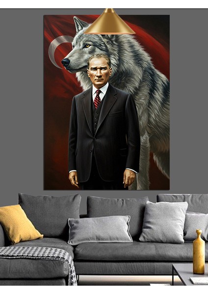 Kurt ve Mustafa Kemal Atatürk Dekoratif Kanvas - Mdf Ahşap Tablo indirimleri