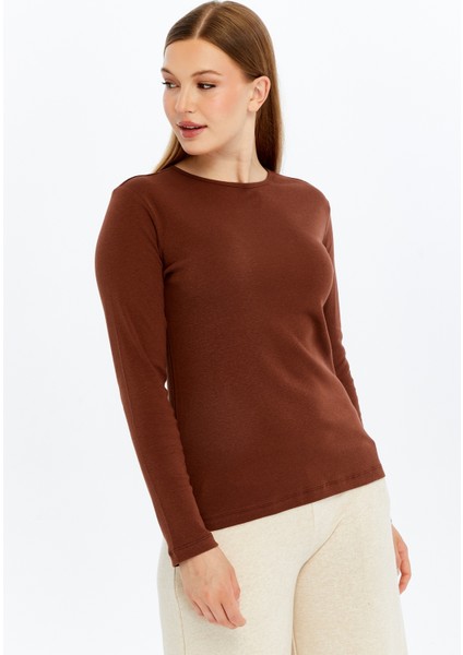 Kadın Uzun Kollu Bisiklet Yaka Tişört modelleri