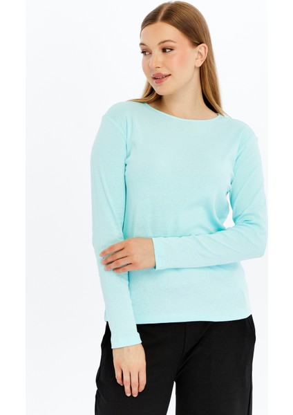 Kadın Uzun Kollu Bisiklet Yaka Tişört