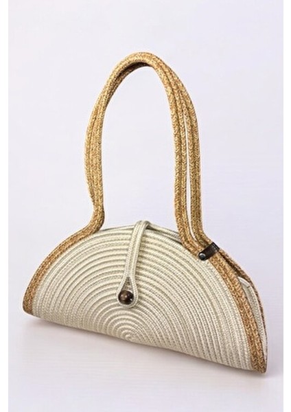 Mia Doğal Ahşap Boncuklu Hasır Görünümlü Kadın Omuz Çantası Basic Koleksiyon 40 cm indirimleri