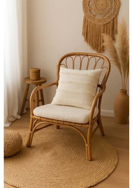 Tüylü ve Desenli Kırlent Kılıfı - 45X45 cm Şık ve Konforlu Dekoratif Yastık