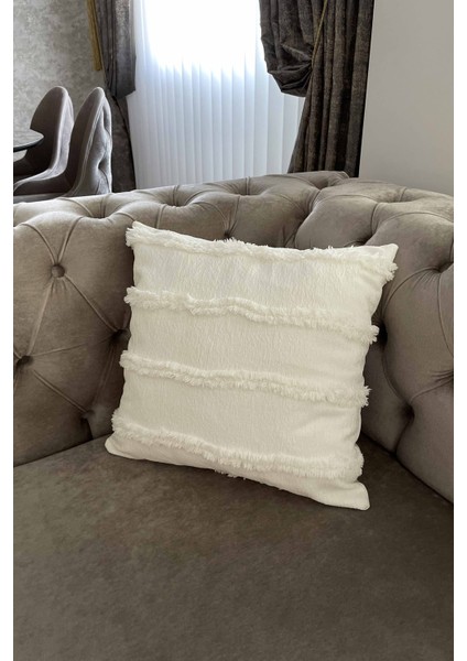 Tüylü ve Desenli Kırlent Kılıfı - 45X45 cm Şık ve Konforlu Dekoratif Yastık fiyatları