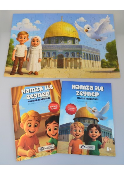 Mescid-I Aksa 54 Parça Çocuk Puzzle – Hikâye Kitabı ve Boyama Kitabı Hediyeli, Özel Kutulu