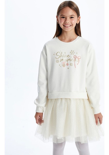 Lcw Kids Ekru Bisiklet Yaka Kız Çocuk Elbise fiyatları