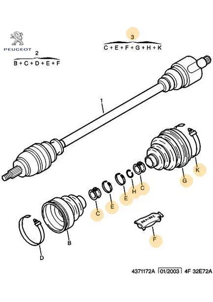 Aks Diş Körük 1400 Boxer Peugeot Cıtroen, Peugeot 3293.A1