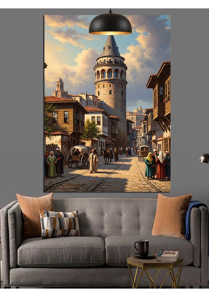 Güneşli Sokakta Galata Kulesi Dekoratif Kanvas - Mdf Ahşap Tablo modelleri