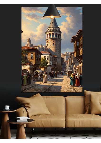 Güneşli Sokakta Galata Kulesi Dekoratif Kanvas - Mdf Ahşap Tablo indirimleri