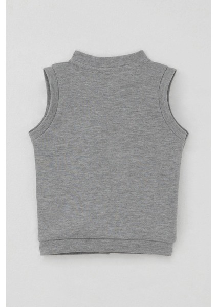 Erkek Bebek Yelek Çıtçıtlı Sevimli Balonlu Ayıcık Armalı 4 Ay-1 Yaş, Gri Melanj fiyatları