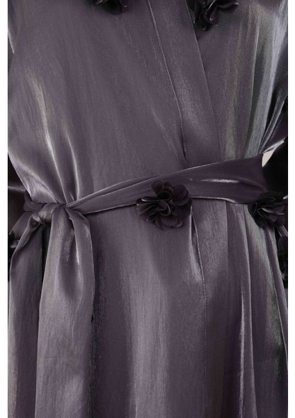 Çiçekli Aplikeli Abaya Siyah indirimleri