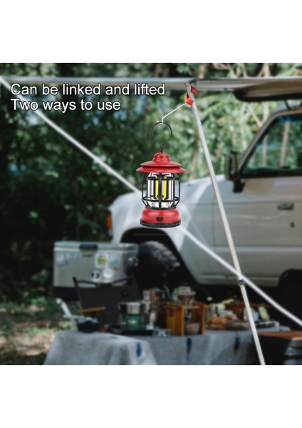 LED Kamp Feneri Pil ile Çalışan Retro Kamp Feneri Cob Çadır Işığı Acil Durum Fırtına Kesintileri ve Açık Hava Yürüyüşleri Için Hayatta Kalma Kitleri-Kırmızı (Yurt Dışından) fiyatları