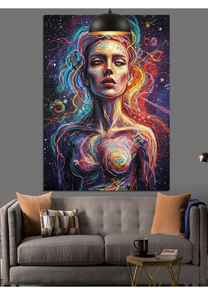 Renkli Soyut Kadın Portresi Dekoratif Kanvas - Mdf Ahşap Tablo