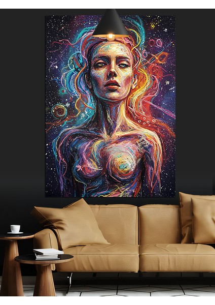 Renkli Soyut Kadın Portresi Dekoratif Kanvas - Mdf Ahşap Tablo modelleri