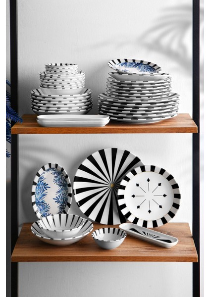 Majesty 6 Kişilik 32 Parça Desenli Bone China Porselen Kahvaltı Takımı – Şık ve Dayanıklı