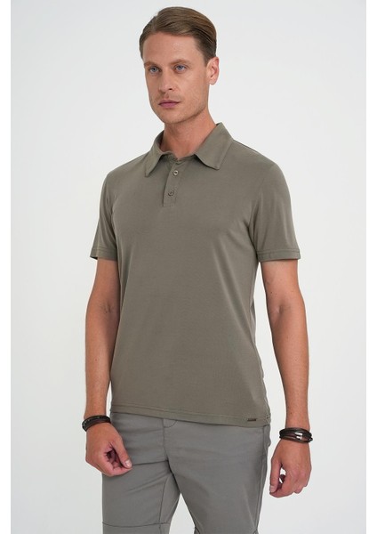 Comfort Fit Polo Yaka Modal Karışım Kısa Kol Casual Haki Tişört Ts 903 fırsatları