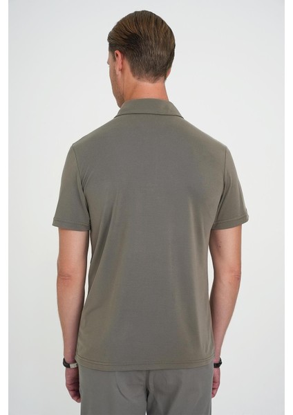 Comfort Fit Polo Yaka Modal Karışım Kısa Kol Casual Haki Tişört Ts 903 indirimleri