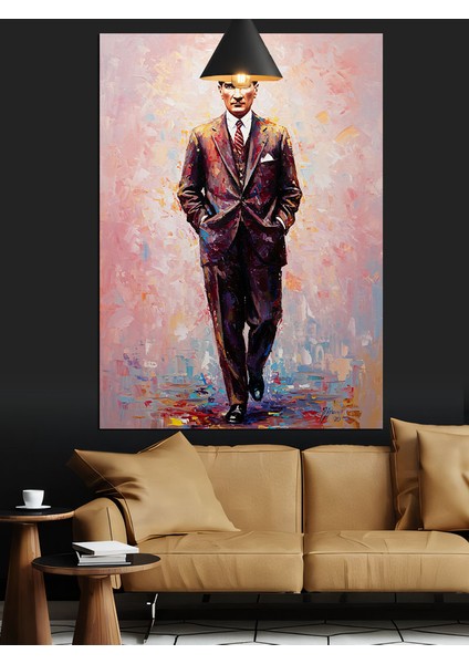 Renkli Fırça Darbeli Mustafa Kemal Atatürk Dekoratif Kanvas - Mdf Ahşap Tablo indirimleri