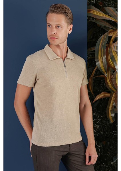 Ts 871 Slim Fit Bej Spor T-Shirt modelleri