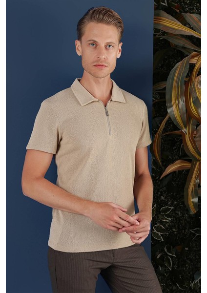 Ts 871 Slim Fit Bej Spor T-Shirt fırsatları