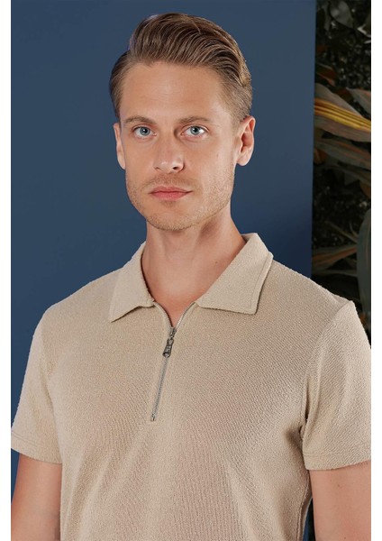 Ts 871 Slim Fit Bej Spor T-Shirt indirimleri