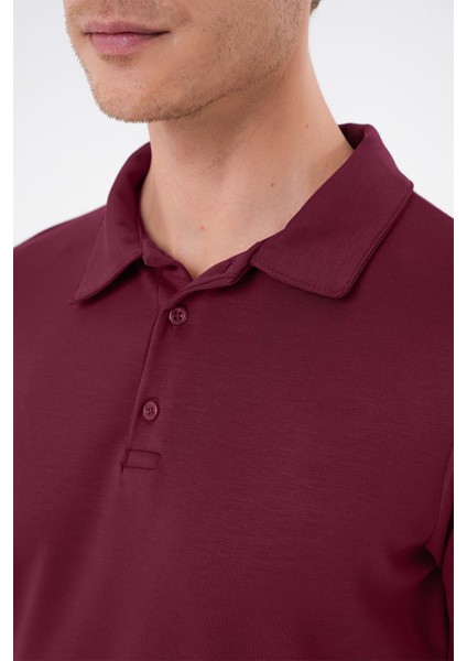 Comfort Fit Polo Yaka Esnek Pamuk Casuel Bordo Tişört Ts 886 indirimleri
