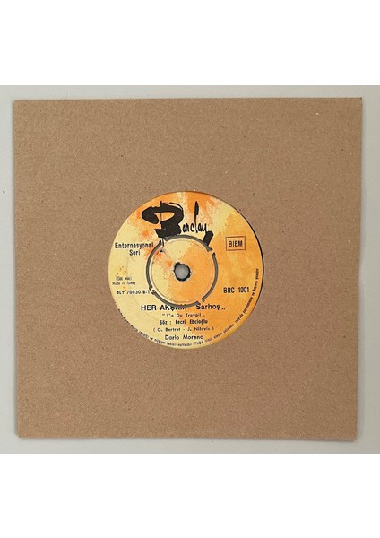 Dario Moreno Her Akşam Sarhoş - Aşkımız Bitti 45'lik Plak (Orjinal 1967 Dönem Baskı 45 Lik Plak)