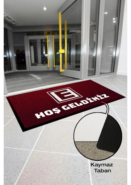Valerine Eczane Logolu Kırmızı Dijital Baskılı Kaymaz Hoş Geldiniz Dükkan Önü Işyeri Kapı Önü Paspası 50X90CM modelleri