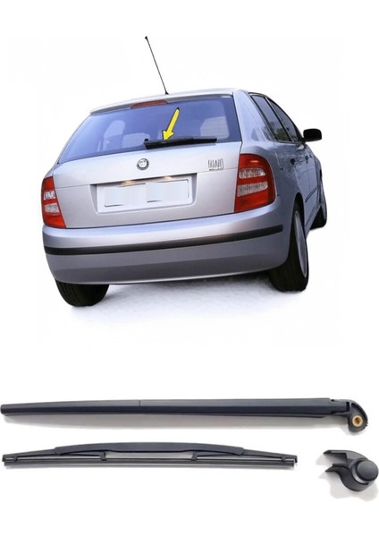 Skoda Fabia Hb 1999-2008 Arka Cam Silecek Kolu ve Süpürgesi Kapak Takımı 6Y0955425