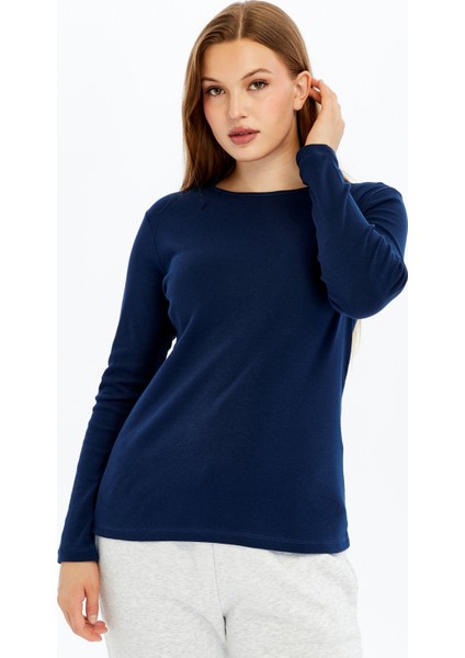 Kadın Uzun Kollu Bisiklet Yaka Tişört