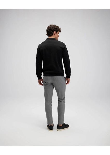 EM602-BK Erkek Siyah Yarım Fermuarlı Polo Sweat indirimleri