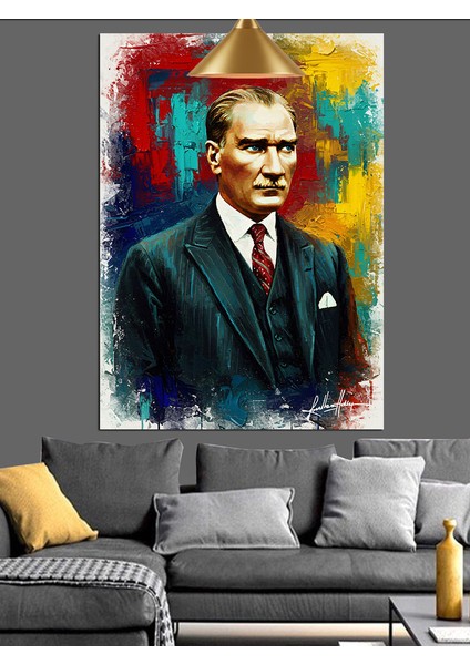 Renkli Soyut Atatürk Tablosu Dekoratif Kanvas - Mdf Ahşap Tablo fiyatları