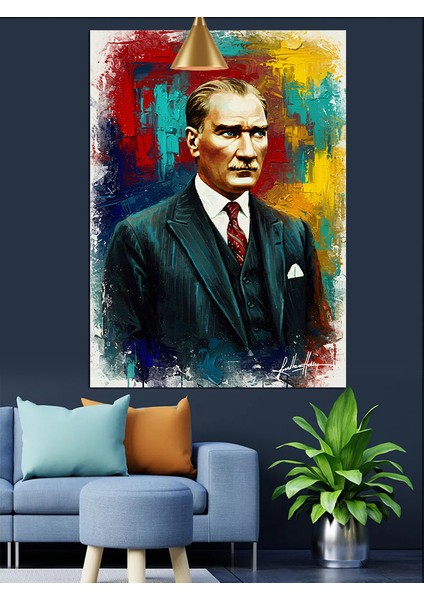 Renkli Soyut Atatürk Tablosu Dekoratif Kanvas - Mdf Ahşap Tablo indirimleri